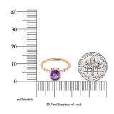 18K Rose Gold 6X6 MM Cushion Amethyst & White Diamond Bridal Halo Style Engagement Ring