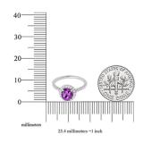 14K White Gold 6 MM Round Amethyst & White Diamond Bridal Halo Style Engagement Ring