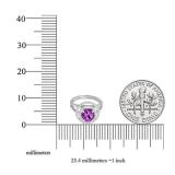 10K White Gold 7 MM Round Amethyst & White Diamond Ladies Bridal Halo Engagement Ring