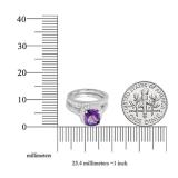 14K White Gold 7.5 MM Cushion Cut Amethyst & Round Diamond Ladies Bridal Halo Engagement Ring Set