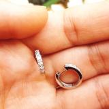 IGI CERTIFIED Round White Diamond Huggie Hoop Earrings for Women (0.12 ctw, Color I-J, Clarity I2-I3) in 10K White Gold