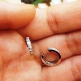 0.12 Carat (ctw) 10K White Gold Round White Diamond Ladies Huggie Hoop Earrings