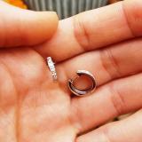 0.12 Carat (ctw) 10K White Gold Round White Diamond Ladies Huggie Hoop Earrings