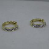 0.12 Carat (ctw) 10K Yellow Gold Round White Diamond Ladies Huggie Hoop Earrings