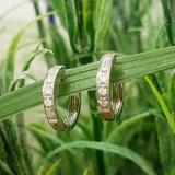 0.12 Carat (ctw) 14K White Gold Round White Diamond Ladies Huggie Hoop Earrings