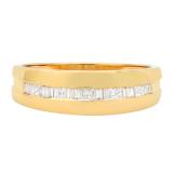 0.50 Carat (ctw) 14K Yellow Gold Round & Baguette Cut Diamond Mens Anniversary Wedding Band 1/2 CT