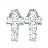 0.25 Carat (ctw) 10K White Gold Round Cut White Diamond Ladies Cross Stud Earrings 1/4 CT