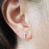 0.25 Carat (ctw) 10K White Gold Round Cut White Diamond Ladies Cross Stud Earrings 1/4 CT