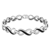 0.70 Carat (ctw) Sterling Silver Round Black Diamond Ladies Infinity Tennis Link Bracelet 3/4 CT