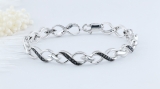 0.70 Carat (ctw) Sterling Silver Round Black Diamond Ladies Infinity Tennis Link Bracelet 3/4 CT