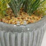 18K White Gold Round & baguette Cut White Diamond Ladies Stud Earrings 1/4 CT