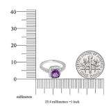 10K White Gold 6 MM Cushion Amethyst & Round Diamond Bridal Halo Style Engagement Ring