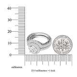 4.40 CT 10K White Gold Halo Round Cubic Zirconia CZ Wedding Bridal Engagement Ring Set