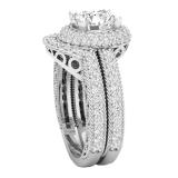 4.40 CT 14K White Gold Halo Round Cubic Zirconia CZ Wedding Bridal Engagement Ring Set