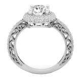 4.40 CT 14K White Gold Halo Round Cubic Zirconia CZ Wedding Bridal Engagement Ring Set