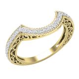0.63 Carat (ctw) Round Cubic Zirconia Ladies Wedding Stackable Contour Guard Band, 10K Yellow Gold