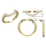 0.63 Carat (ctw) Round Cubic Zirconia Ladies Wedding Stackable Contour Guard Band, 10K Yellow Gold