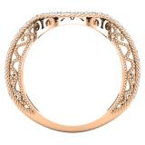 0.63 Carat (ctw) Round Cubic Zirconia Ladies Wedding Stackable Contour Guard Band, 18K Rose Gold