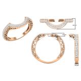 0.63 Carat (ctw) Round Cubic Zirconia Ladies Wedding Stackable Contour Guard Band, 18K Rose Gold
