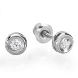 0.25 Carat (ctw) 10K White Gold Round Cut Diamond Bezel Stud Earrings 1/4 CT