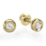 0.25 Carat (ctw) 10K Yellow Gold Round Cut Diamond Bezel Stud Earrings 1/4 CT