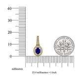 1.15 Carat (ctw) 14K Yellow Gold Oval Cut Blue Sapphire & Round Diamond Ladies Dangling Earrings