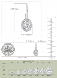 1.16 ctw, Oval & Round Cubic Zirconia Halo Lever-back Earrings, 925 Sterling Silver 
