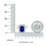 1.40 Carat (ctw) 10K White Gold Emerald Blue & Round White Cubic Zirconia Bridal Engagement Ring