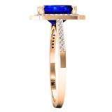 1.40 Carat (ctw) 14K Rose Gold Emerald Blue & Round White Cubic Zirconia Bridal Engagement Ring