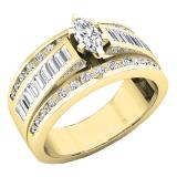 1.00 Carat (ctw) 18K Yellow Gold Marquise Baguette & Round Cut Diamond Ladies Engagement Ring 1 CT