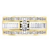 1.00 Carat (ctw) 18K Yellow Gold Marquise Baguette & Round Cut Diamond Ladies Engagement Ring 1 CT