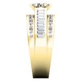 1.00 Carat (ctw) 18K Yellow Gold Marquise Baguette & Round Cut Diamond Ladies Engagement Ring 1 CT