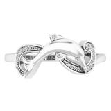 0.08 Carat (ctw) 10K White Gold Round Cut White Diamond Ladies Right Hand Dolphin Ring