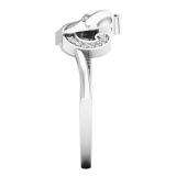 0.08 Carat (ctw) 10K White Gold Round Cut White Diamond Ladies Right Hand Dolphin Ring