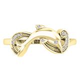 0.08 Carat (ctw) 18K Yellow Gold Round Cut White Diamond Ladies Right Hand Dolphin Ring