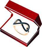 0.25 Carat (ctw) 10K Rose Gold Round Blue Diamond Ladies Infinity Right Hand Fashion Ring 1/4 CT