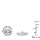 0.12 Carat (ctw) 10K White Gold Round Diamond Marquise Shape Bridal Promise Engagement Ring Set