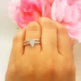 0.12 Carat (ctw) 18K Rose Gold Round Diamond Marquise Shape Bridal Promise Engagement Ring Set