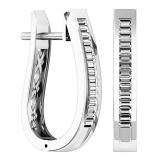 0.45 Carat (ctw) 14K White Gold Baguette Cut Diamond Ladies Huggies Fashion Hoop Earrings 1/2 CT