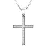 0.10 Carat (ctw) 10K White Gold Round Diamond Ladies Micro Pave Religious Cross Pendant 1/10 CT
