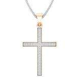 0.10 Carat (ctw) 14K Rose Gold Round Diamond Ladies Micro Pave Religious Cross Pendant 1/10 CT