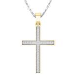 0.10 Carat (ctw) 18K Yellow Gold Round Diamond Ladies Micro Pave Religious Cross Pendant 1/10 CT