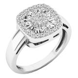 0.60 Carat (ctw) 10K White Gold Round & Taper Cut White Diamond Ladies Cluster Right Hand Ring