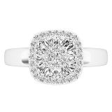 0.60 Carat (ctw) 10K White Gold Round & Taper Cut White Diamond Ladies Cluster Right Hand Ring