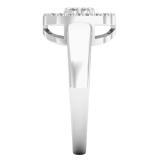 0.60 Carat (ctw) 10K White Gold Round & Taper Cut White Diamond Ladies Cluster Right Hand Ring