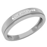 0.07 Carat (ctw) 10K White Gold Round White Diamond Men's Anniversary Wedding Band