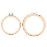 0.15 Carat (ctw) 10K Rose Gold Round White Diamond Men's & Women's Engagement Ring Trio Bridal Set
