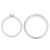 0.15 Carat (ctw) 10K White Gold Round White Diamond Men's & Women's Engagement Ring Trio Bridal Set
