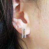 0.45 Carat (ctw) 10K White Gold Round Champagne & White Diamond Ladies Huggies Hoop Earrings 1/2 CT