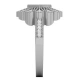 0.26 Carat (ctw) 10K White Gold Round White & Blue Diamond Ladies Cluster Right Hand Ring 1/4 CT